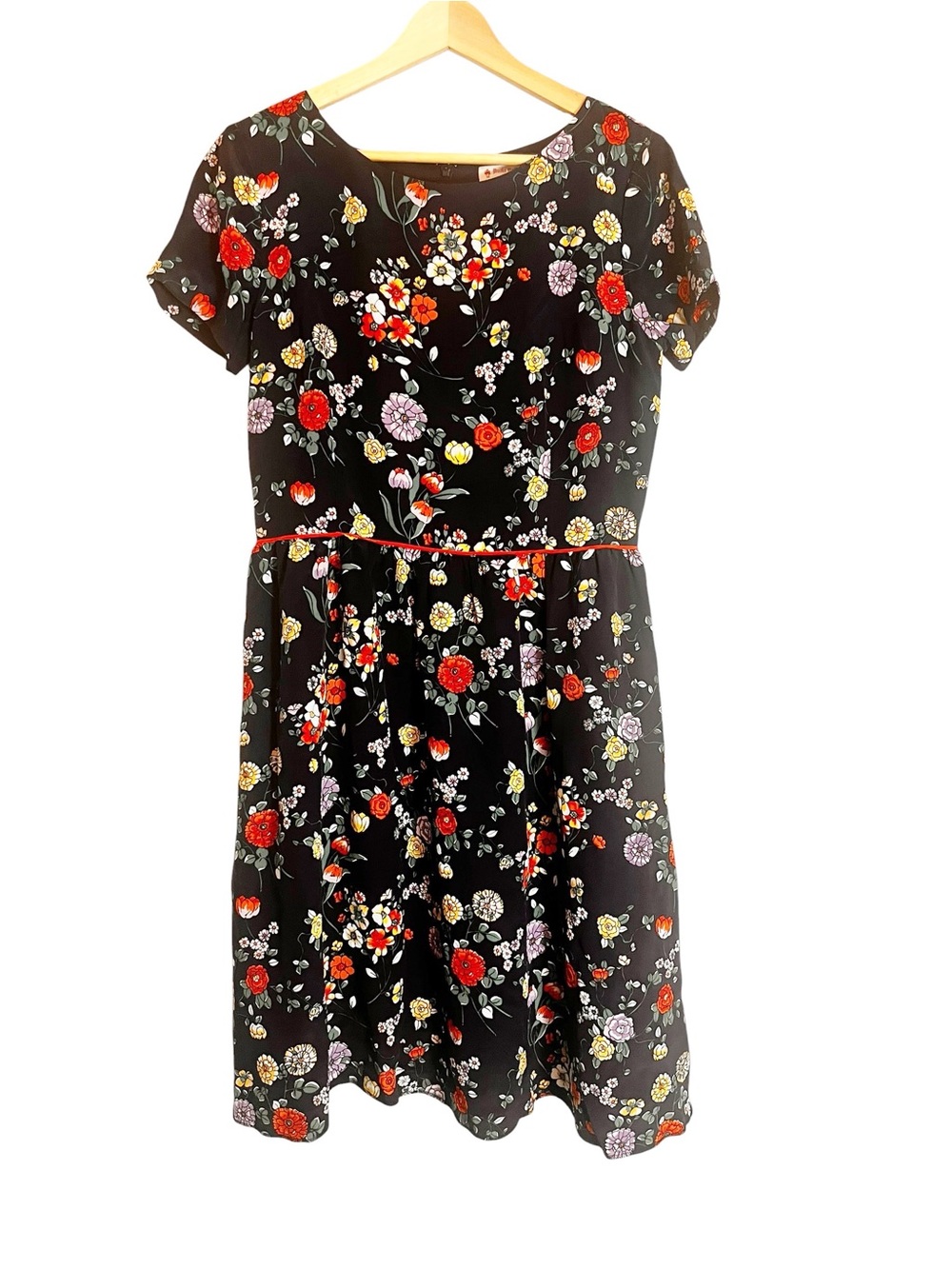 Brooks Brothers Navy Blue Floral Knee Length Fit-and-Flare Dress Size 10